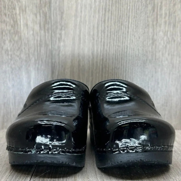 Sanita Shoes Kids 25 8.5-9 Platform Open Back Slip On Clog Patent Leather Black - Picture 11 of 12